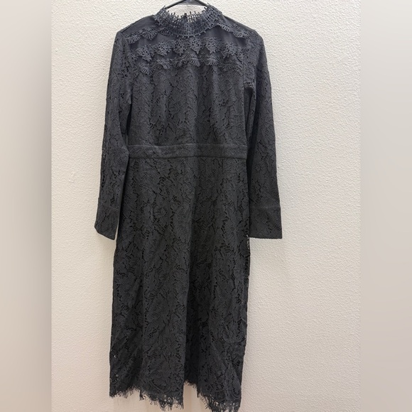 Malka Majesty Dress Size large Black Lace Midi Long Sleeve Formal Church Modest - Picture 3 of 12